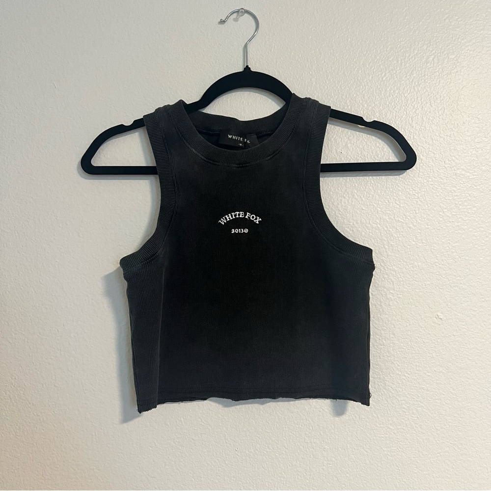 White Fox Vintage Black Wash Crop Top